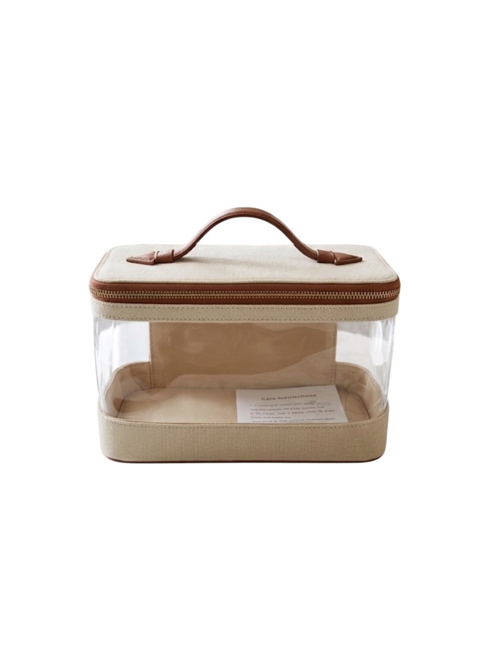 Henny & Lev NWT Clear/Brown Vegan Leather Makeup Travel Bag - New